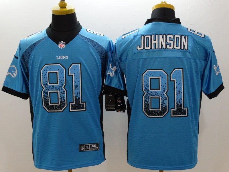 Men’s Detroit Lions Calvin Johnson #81 Blue Jersey