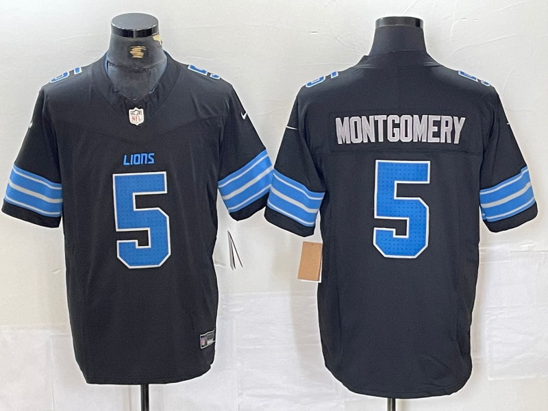 Men’s Detroit Lions David Montgomery #5 Black 2nd Alternate Jersey
