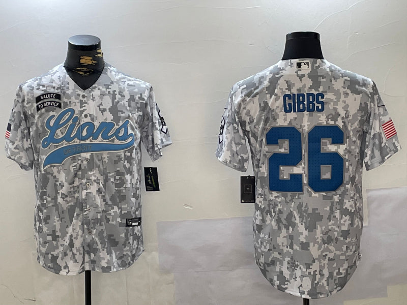 Men’s Detroit Lions Jahmyr Gibbs #26 Arctic Camo 2024 Salute to Service Jersey