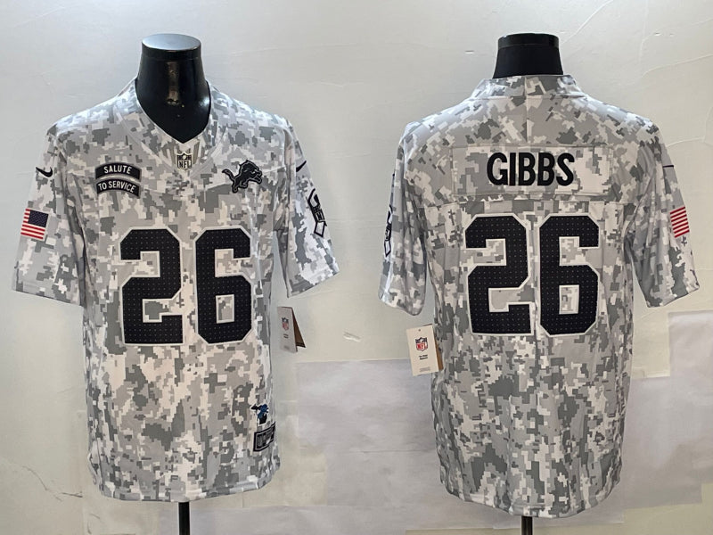 Men’s Detroit Lions Jahmyr Gibbs #26 Arctic Camo 2024 Salute to Service Limited Jersey