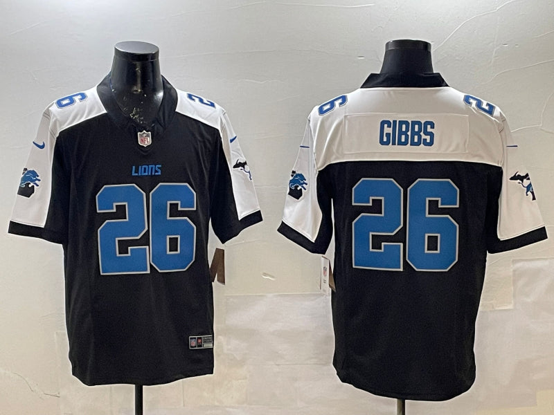 Men’s Detroit Lions Jahmyr Gibbs #26 Black Jersey