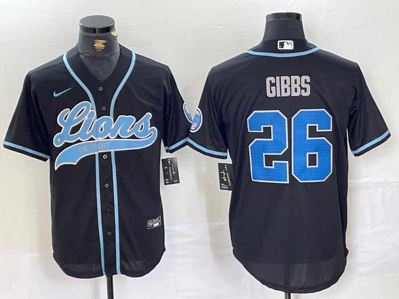 Men’s Detroit Lions Jahmyr Gibbs #26 Black Jersey