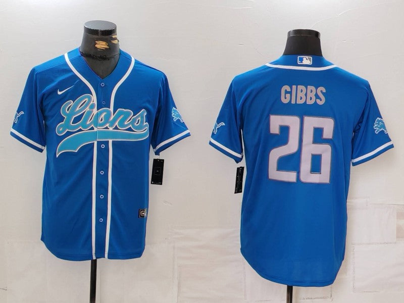 Men’s Detroit Lions Jahmyr Gibbs #26 Blue Jersey