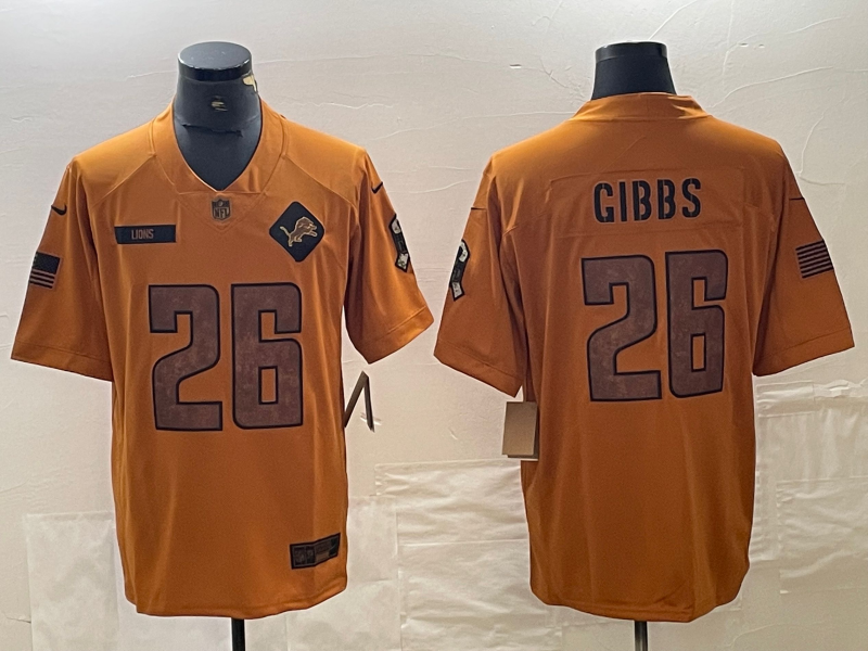 Men’s Detroit Lions Jahmyr Gibbs #26 Brown 2023 Salute To Service Limited Jersey