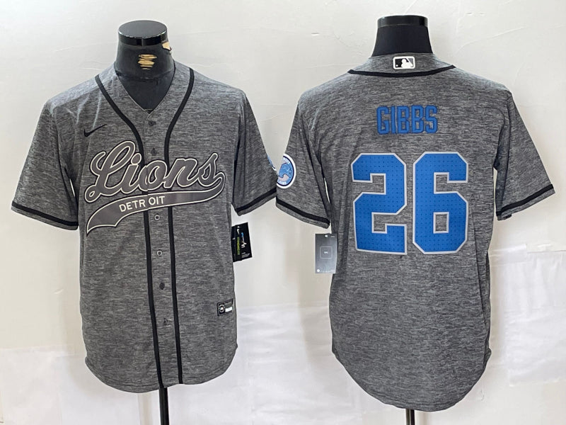 Men’s Detroit Lions Jahmyr Gibbs #26 Gray Jersey