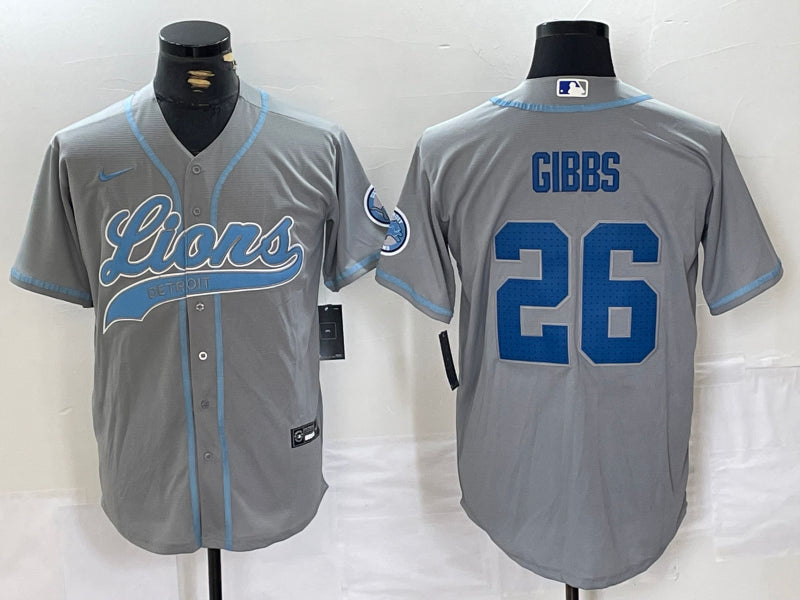Men’s Detroit Lions Jahmyr Gibbs #26 Gray Jersey