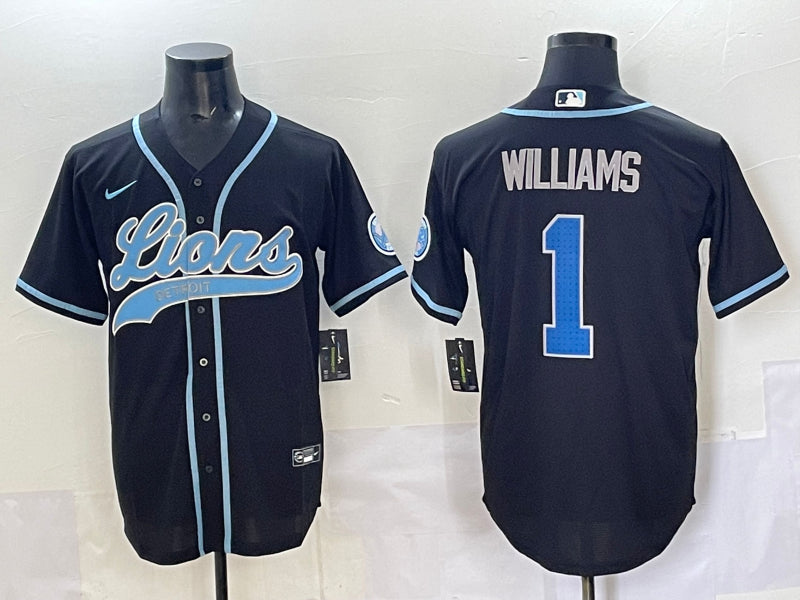 Men’s Detroit Lions Jameson Williams #1 Black Jersey
