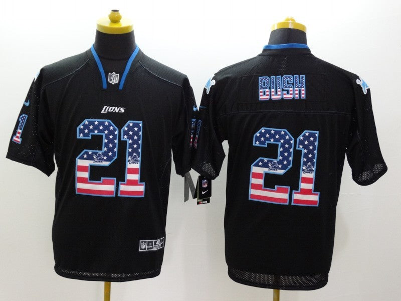 Men’s Detroit Lions Reggie Bush #21 Black Jersey