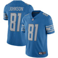 Men’s Detroit Lions Retired Player #81 Calvin Johnson Detroit Lions Blue Nike Vapor Untouchable Limited Throwback Jersey