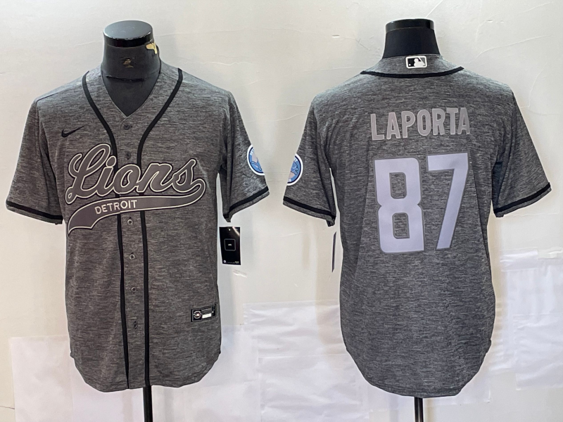 Men’s Detroit Lions Sam LaPorta #87 Gray Jersey Joint Edition