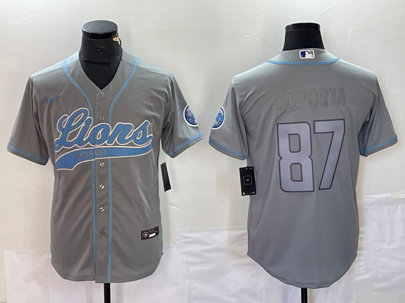 Men’s Detroit Lions Sam LaPorta #87 Gray Jersey Joint Edition