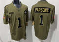 Mens Green Bay Packers #1 Micah Parsons Nike 2025 Salute to Service Limited Jersey – Olive