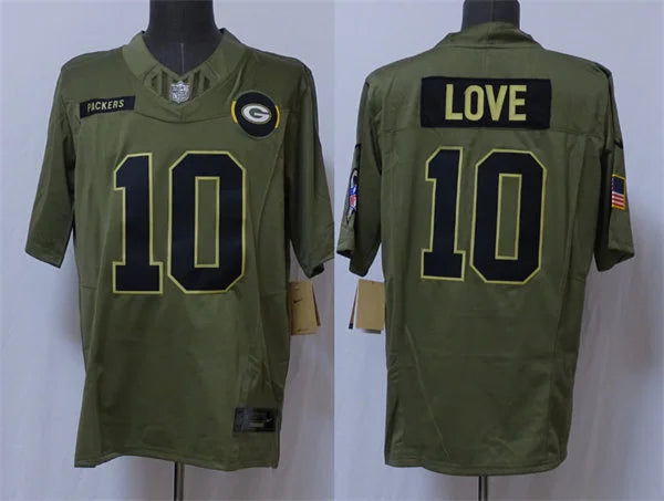 Mens Green Bay Packers #10 Jordan Love Nike 2025 Salute to Service Limited Jersey – Olive