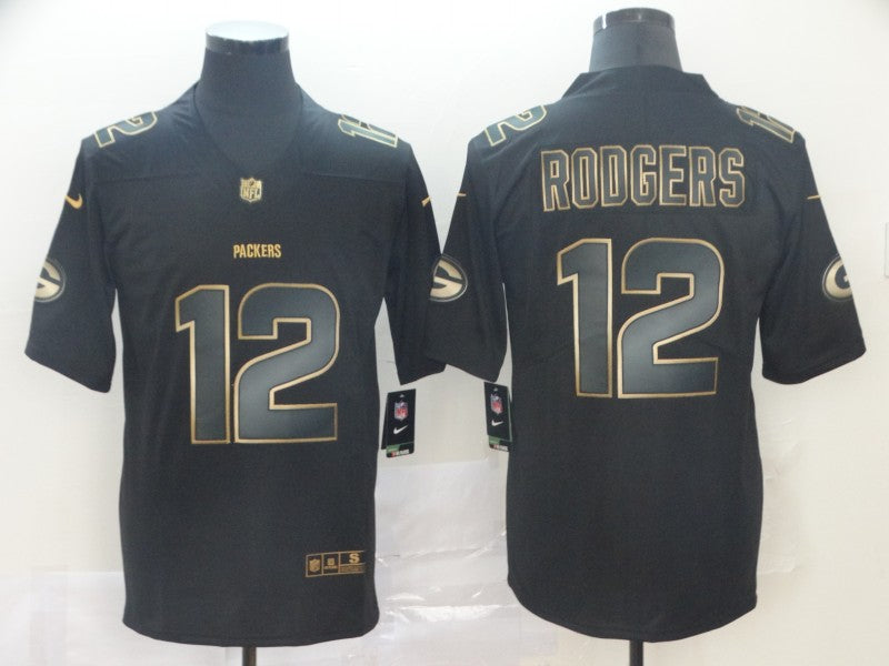 Men’s Green Bay Packers #12 Aaron Rodgers Black Authentic Jersey