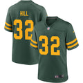 Mens Green Bay Packers #32 Kylin Hill Nike 2021 Green Alternate Retro 1950s Throwback Jersey