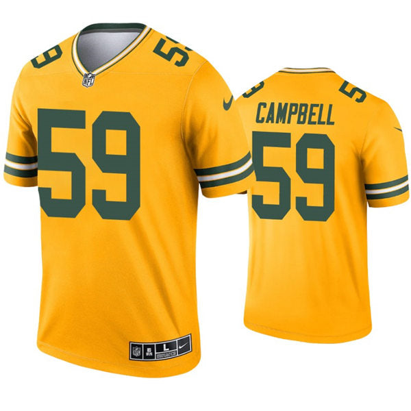 Mens Green Bay Packers #59 De’Vondre Campbell Nike Gold Inverted Legend Jersey