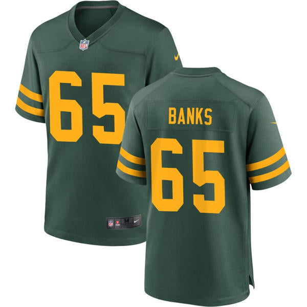 Mens Green Bay Packers #65 Aaron Banks  Nike Green Alternate Retro 1950s Throwback Limited Jersey