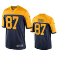 Mens Green Bay Packers #87 Romeo Doubs Nike Navy Gold Throwback Limited Jersey
