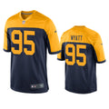 Mens Green Bay Packers #95 Devonte Wyatt  Nike Navy Gold Throwback Limited Jersey