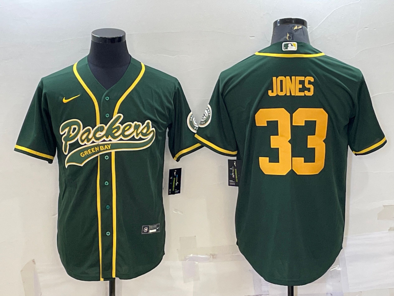 Men’s Green Bay Packers Aaron Jones #33 Green Jersey Joint Edition