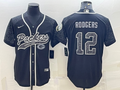 Men’s Green Bay Packers Aaron Rodgers #12 Black Retired RFLCTV Limited Jersey Joint Edition