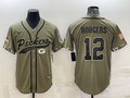 Men’s Green Bay Packers Aaron Rodgers #12 Olive 2022 Salute To Service Limited Jersey Joint Edition