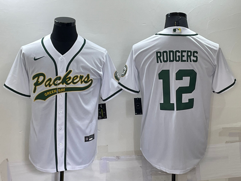 Men’s Green Bay Packers Aaron Rodgers #12 White Legend Jersey Joint Edition
