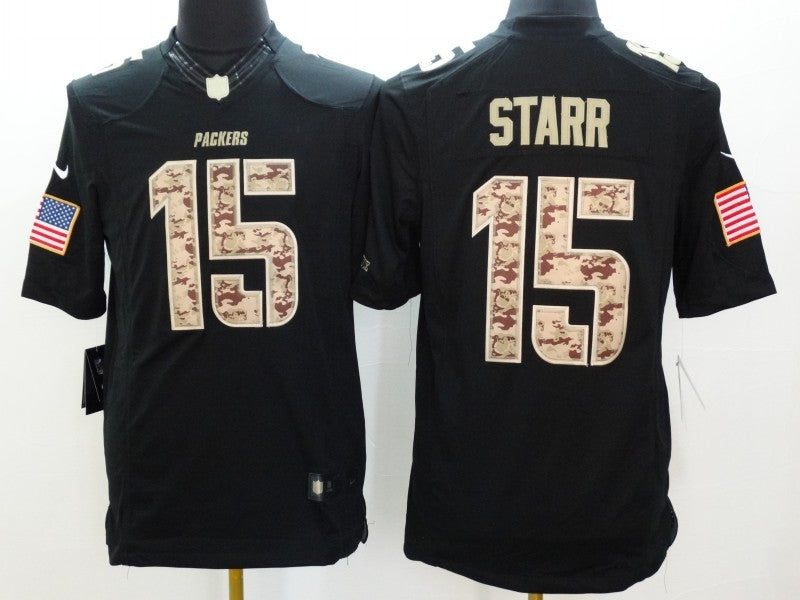 Men’s Green Bay Packers Bart Starr #15 Black Jersey