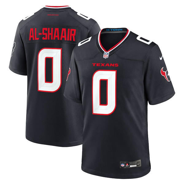 Men’s Houston Texans #0 Azeez Al-Shaair Nike Navy White Alternate F.U.S.E. Limited Player Jersey