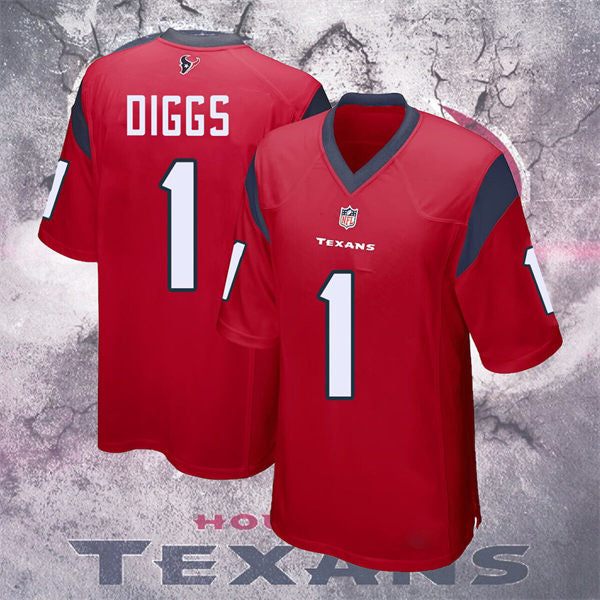 Men’s Houston Texans #1 Stefon Diggs Nike Red Alternate Vapor Limited Player Jersey