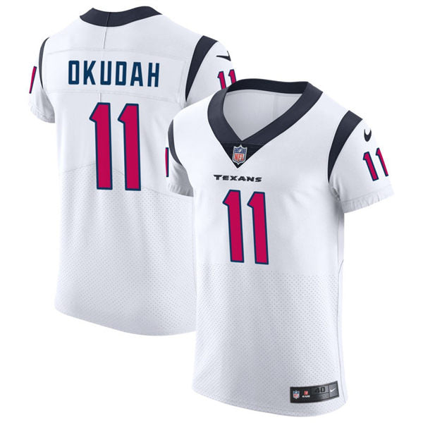Men’s Houston Texans #11 Jeff Okudah Nike White Vapor Limited Player Jersey