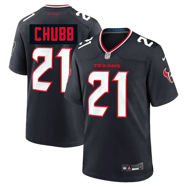 Men’s Houston Texans #21 Nick Chubb Nike Navy White Alternate F.U.S.E. Limited Player Jersey
