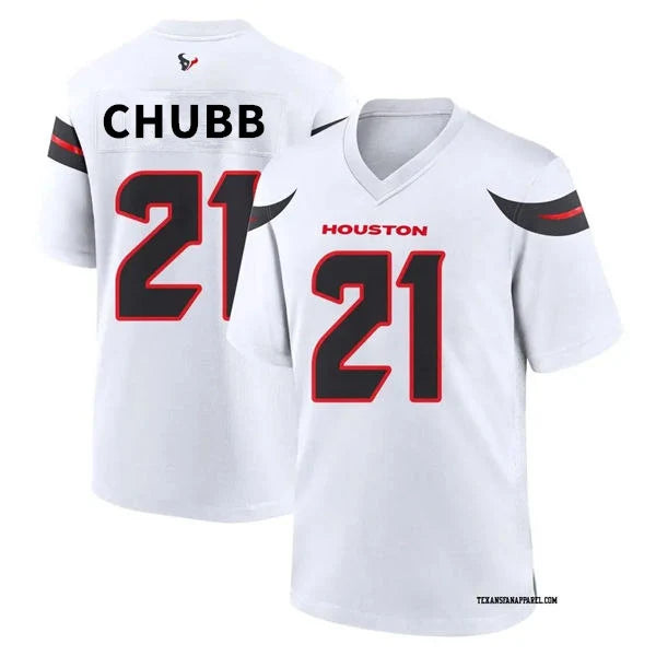Men’s Houston Texans #21 Nick Chubb Nike White Vapor F.U.S.E. Limited Player Jersey