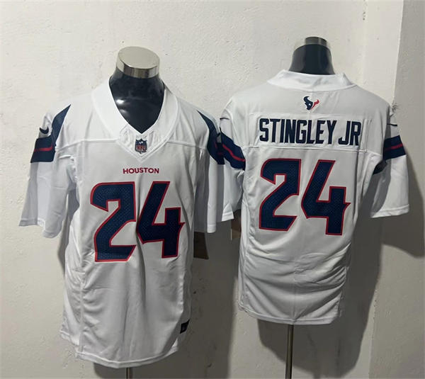 Men’s Houston Texans #24 Derek Stingley Jr  Nike 2024 White Vapor Limited Player Jersey
