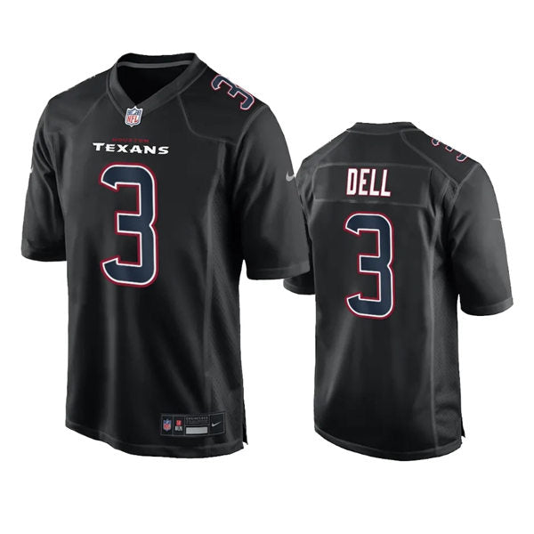 Men’s Houston Texans #3 Tank Dell Black Fashion Game Jersey