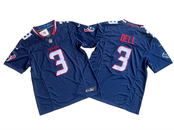 Men’s Houston Texans #3 Tank Dell Nike 2024 Navy Alternate F.U.S.E. Limited Player Jersey