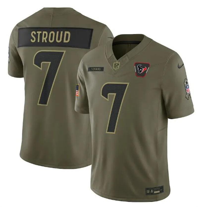 Mens Houston Texans #7 C.J. Stroud Nike 2025 Salute to Service Limited Jersey – Olive