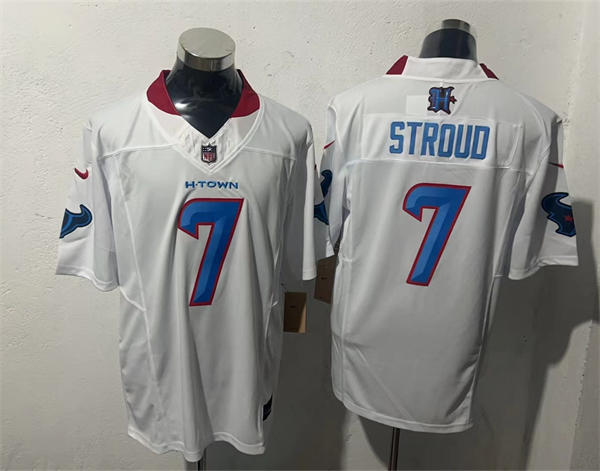 Men’s Houston Texans #7 CJ Stroud White H-Town Fans Fashion F.U.S.E. Limited Jersey