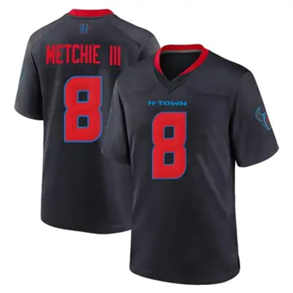 Men’s Houston Texans #8 John Metchie III Nike Navy Red 2nd Alternate H-Town F.U.S.E. Limited Player Jersey