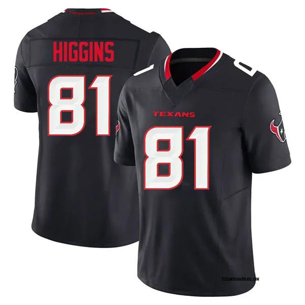 Men’s Houston Texans #81 Jayden Higgins Nike Navy White Alternate F.U.S.E. Limited Player Jersey