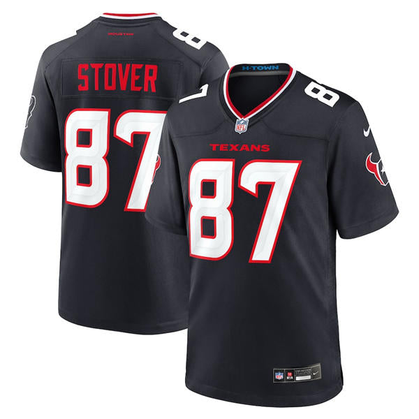 Men’s Houston Texans #87 Cade Stover Nike Navy White Alternate F.U.S.E. Limited Player Jersey