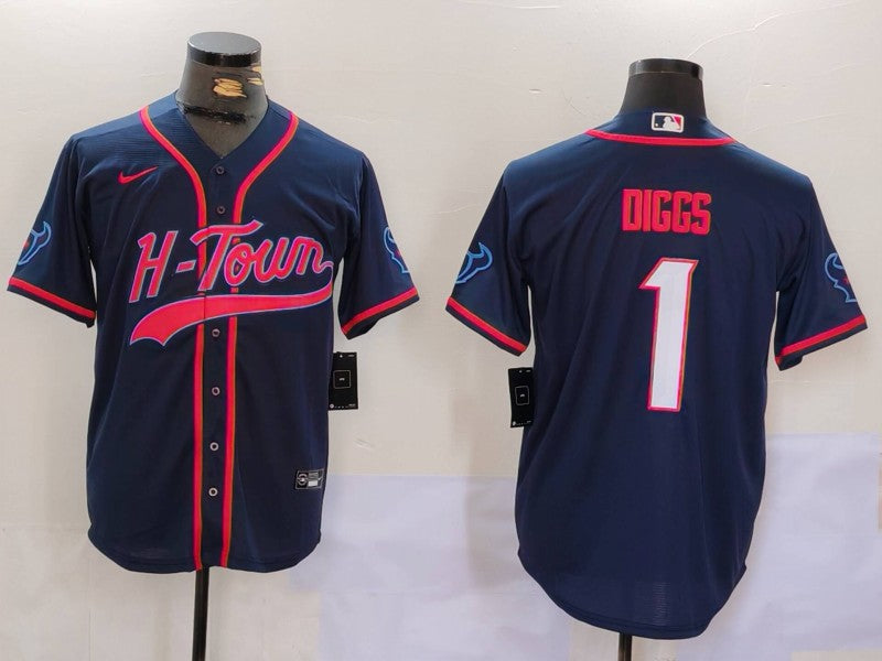 Men’s Houston Texans Stefon Diggs #1 Navy Jersey