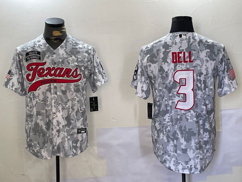 Men’s Houston Texans Tank Dell #3 Arctic Camo 2024 Salute to Service Jersey