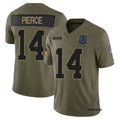 Mens Indianapolis Colts #14 Alec Pierce 2025 Salute to Service Limited Jersey – Olive