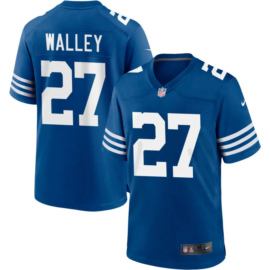 Mens Indianapolis Colts #27 Justin Walley Nike Royal Alternate Retro Vapor Limited Jersey