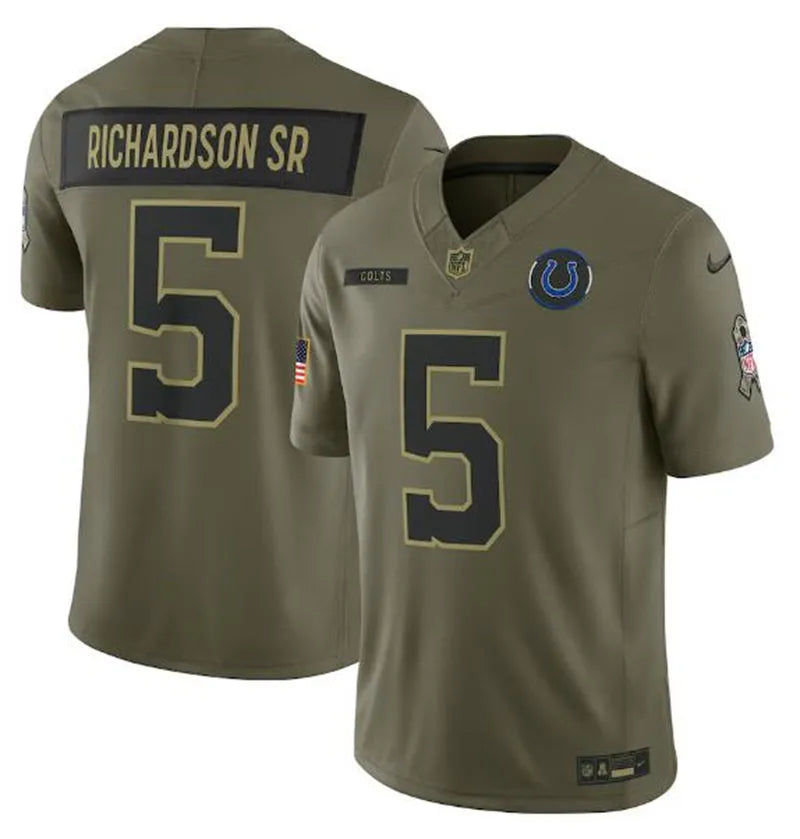 Mens Indianapolis Colts #5 Anthony Richardson Sr. Nike 2025 Salute to Service Limited Jersey – Olive