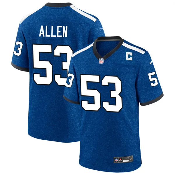 Mens Indianapolis Colts #53 CJ Allen Royal Indiana Nights Retro Alternate Vapor F.U.S.E. Limited Jersey