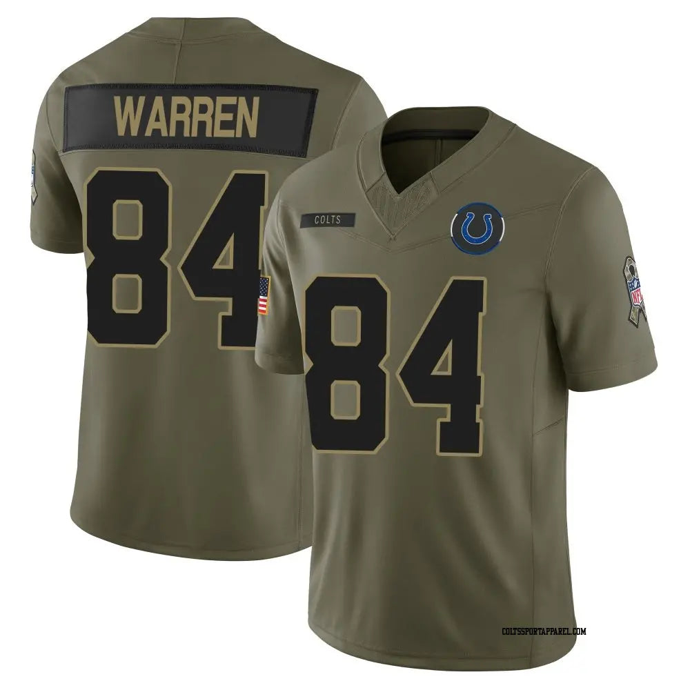 Mens Indianapolis Colts #84 Tyler Warren 2025 Salute to Service Limited Jersey – Olive