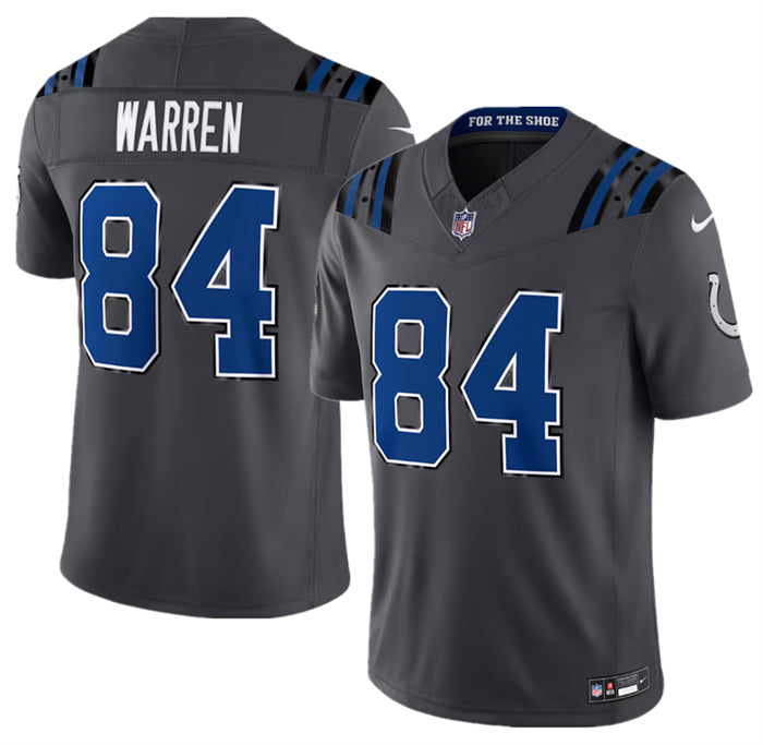 Men’s Indianapolis Colts #84 Tyler Warren Dark Gray2026 F.U.S.E. Rivalries Collection Limited Stitched Football Jersey