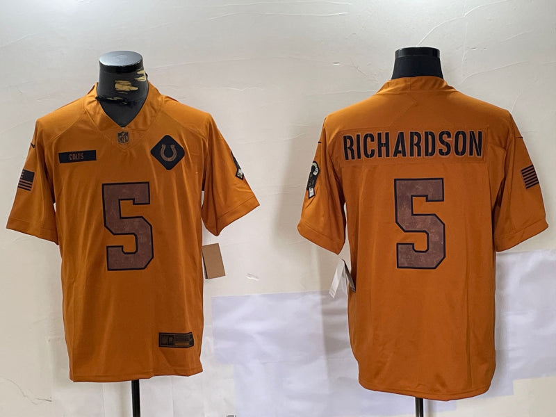 Men’s Indianapolis Colts Anthony Richardson #5 Brown Salute To Service Limited Jersey